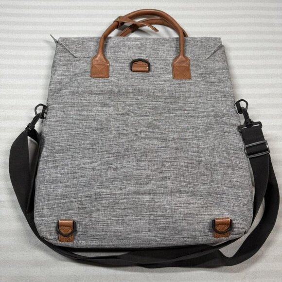 Tracker Laptop Tote Messenger Bag Gray Heather Brown Shoulder Strap Crossbody - Picture 2 of 13